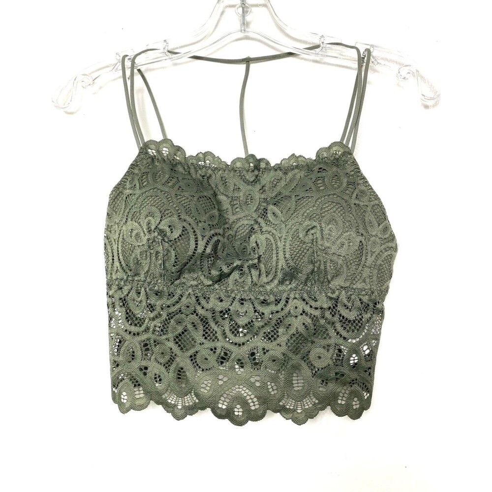 Tranquil & True Lace Bralette Bra Size S Women's Green Double Strap Padded